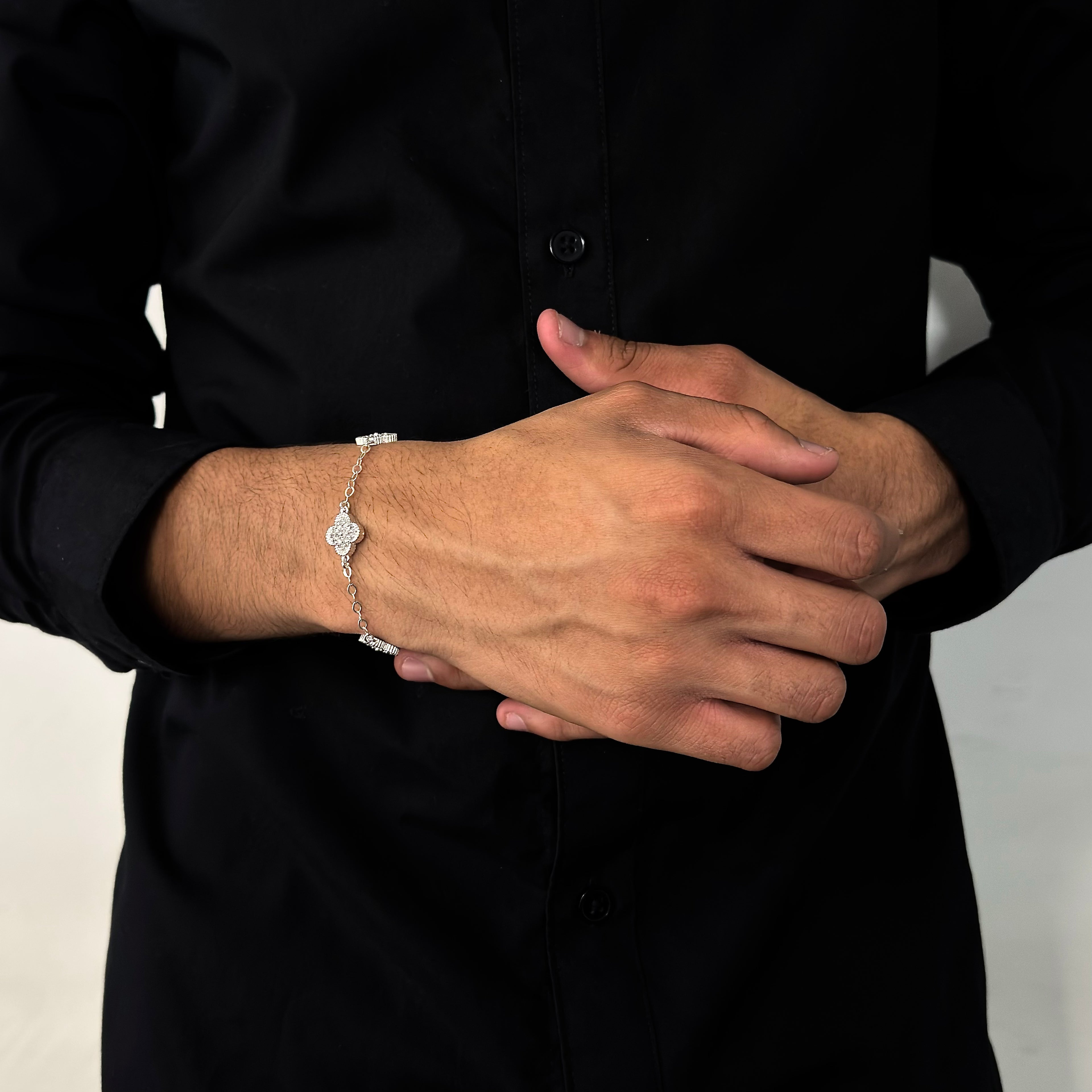 Pulsera Trébol VC Full Ice — Plata Esterlina 925