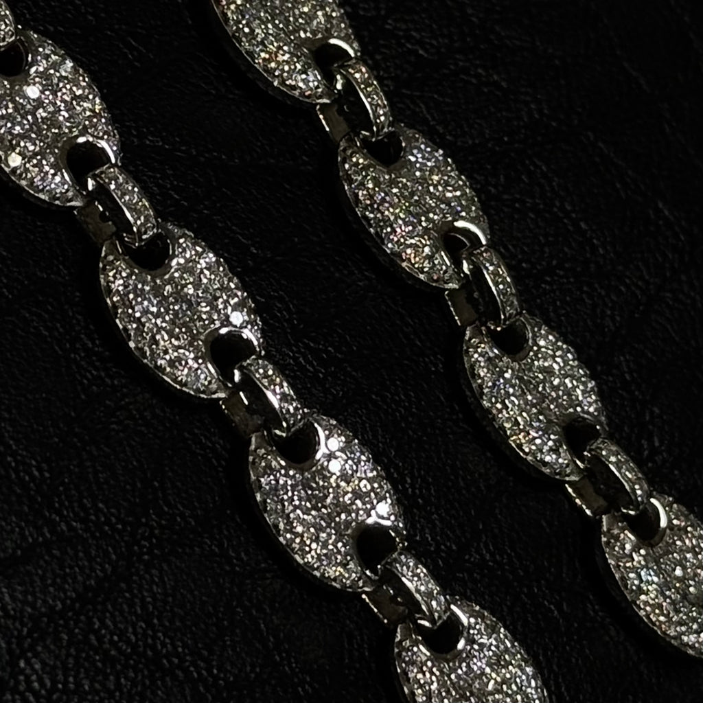 Pulsera Eslabón Ancla Full Ice — Plata .925