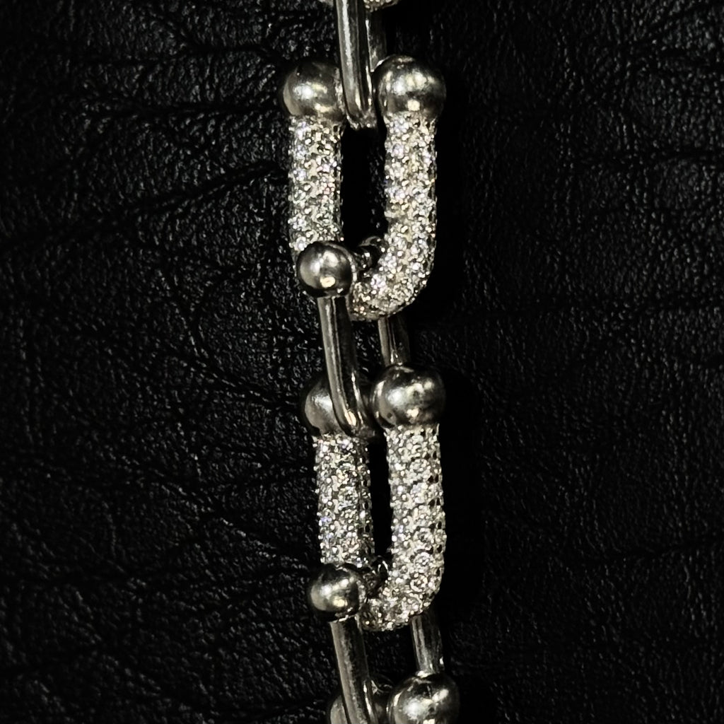 Pulsera Tiffany en U  Pavé — Plata .925