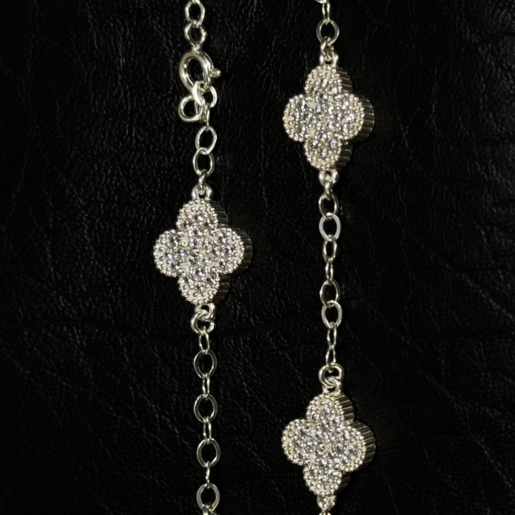 Pulsera Trébol VC Full Ice — Plata Esterlina 925
