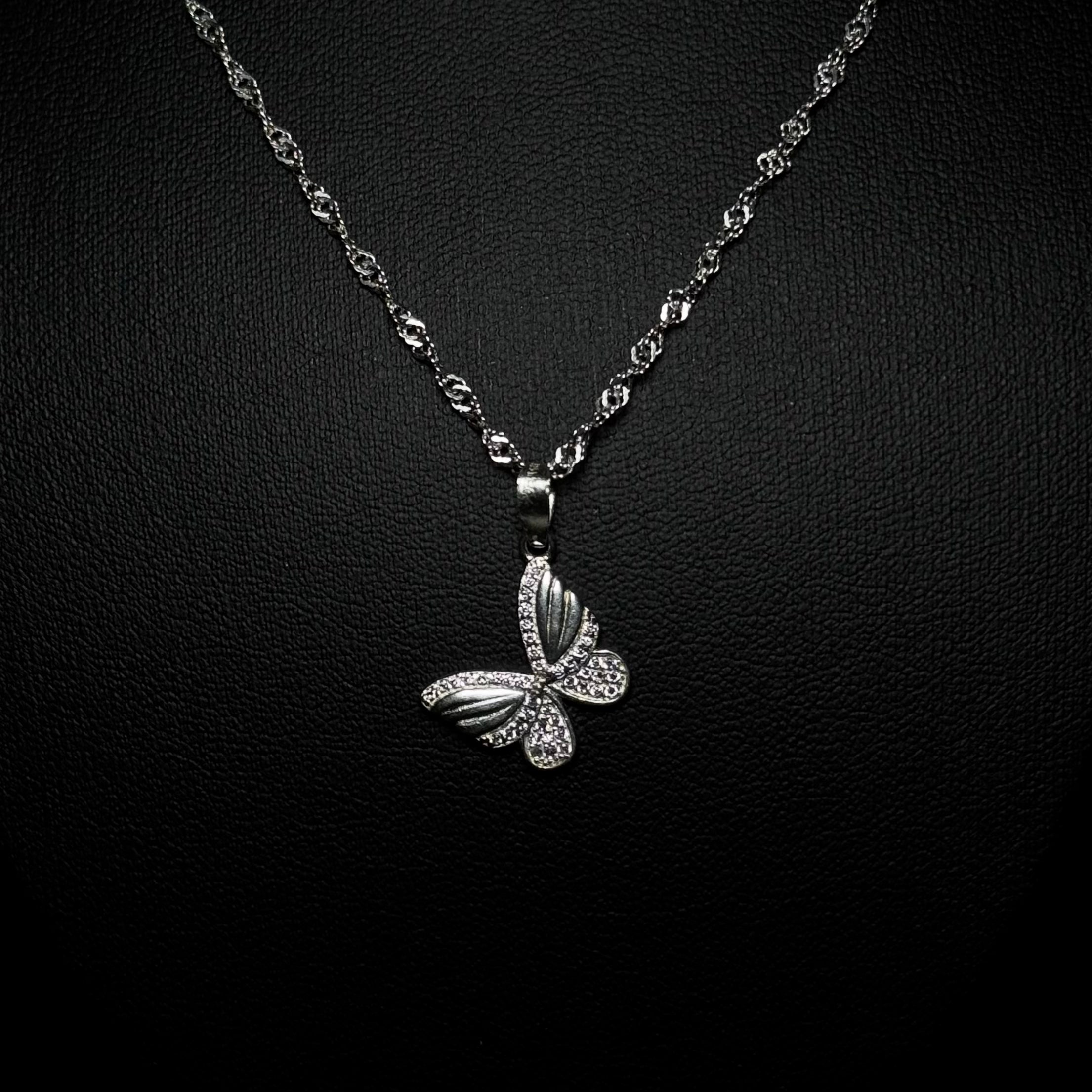 Dije Mariposa Dual Pavé en Plata 925