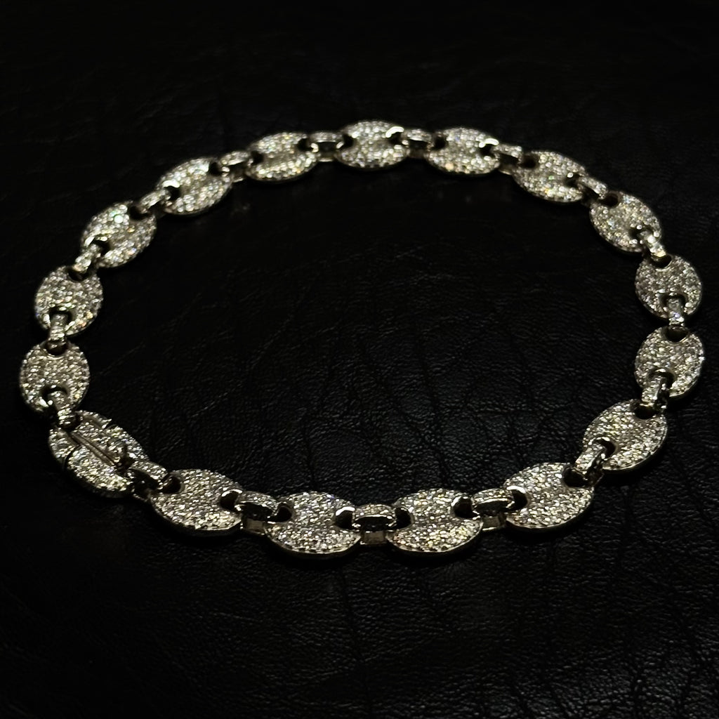 Pulsera Eslabón Ancla Full Ice — Plata .925
