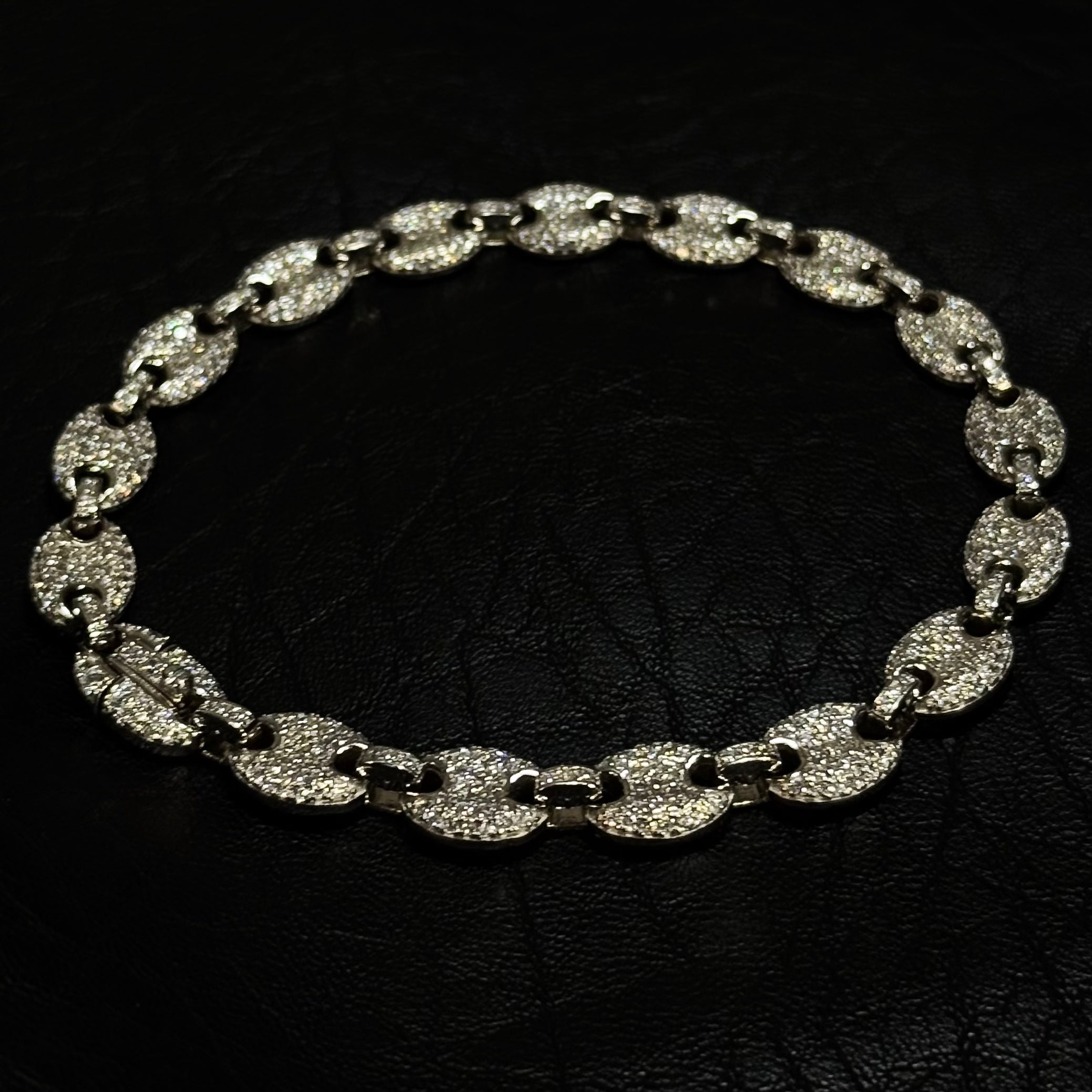 Pulsera Eslabón Ancla Full Ice — Plata .925