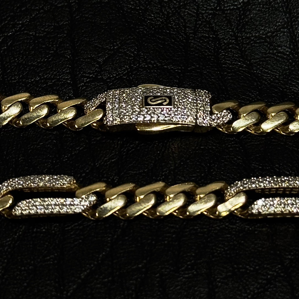 Brazalete Mónaco en Oro 10 Kilates y Pavé