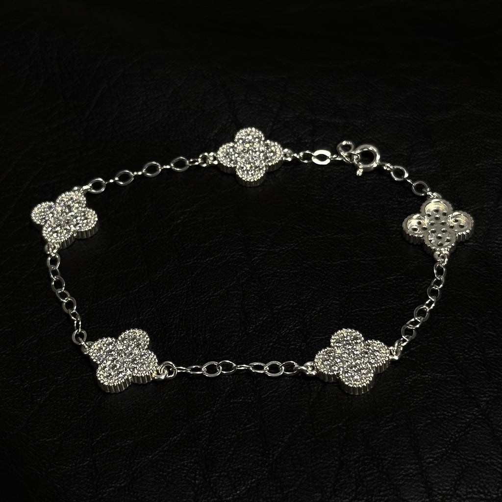 Pulsera Trébol VC Full Ice — Plata Esterlina 925