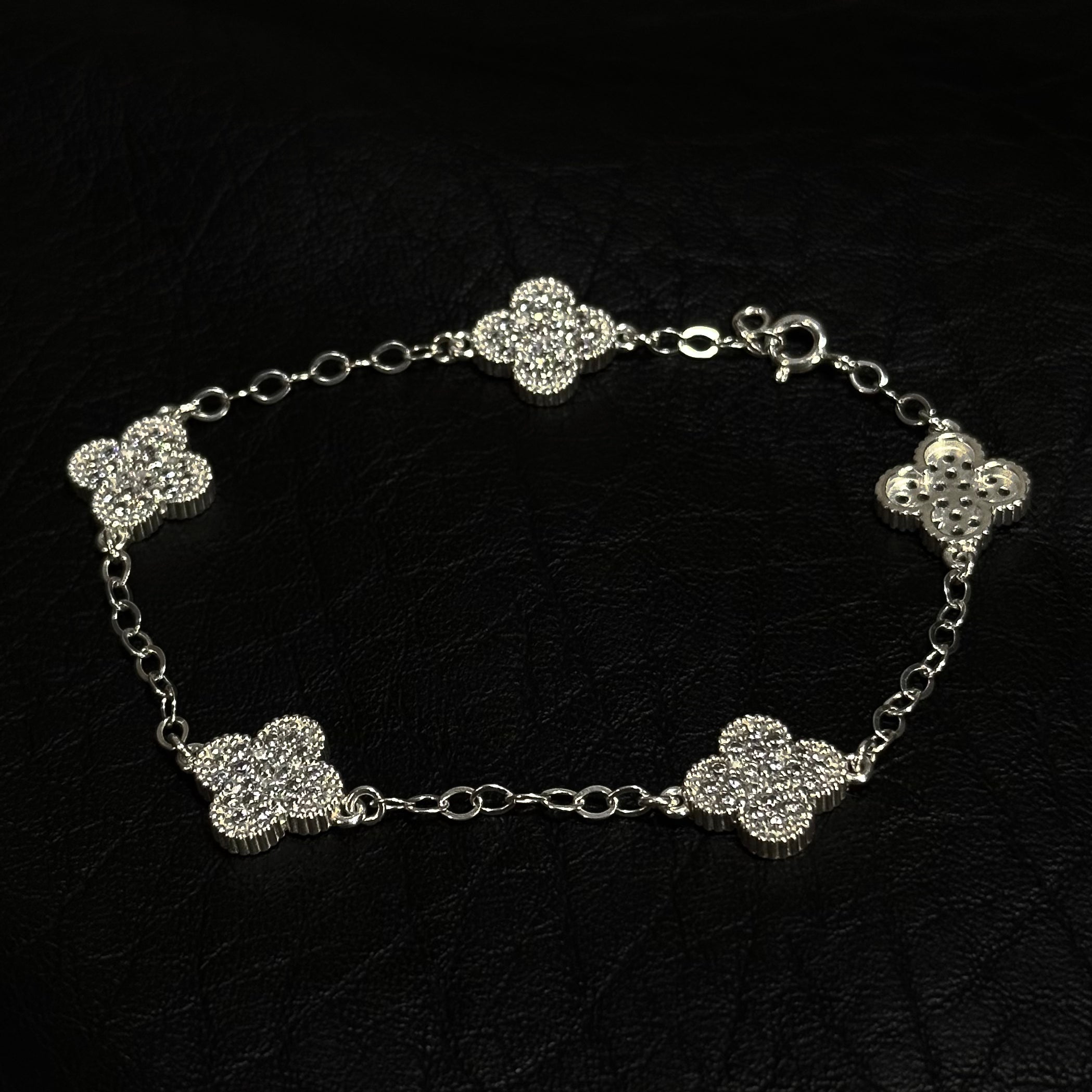 Pulsera Trébol VC Full Ice — Plata Esterlina 925
