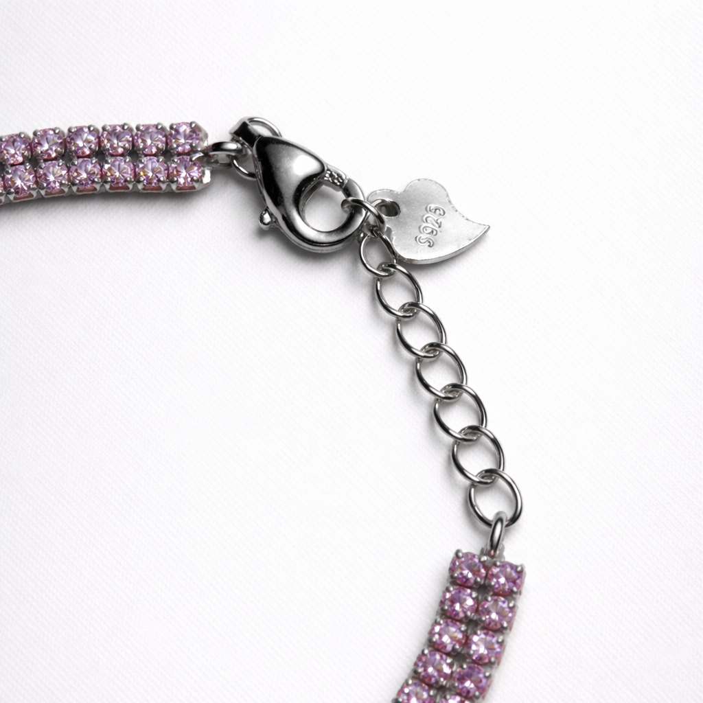 Pulsera Tennis Rosa — Plata Esterlina con Zirconia Cúbica