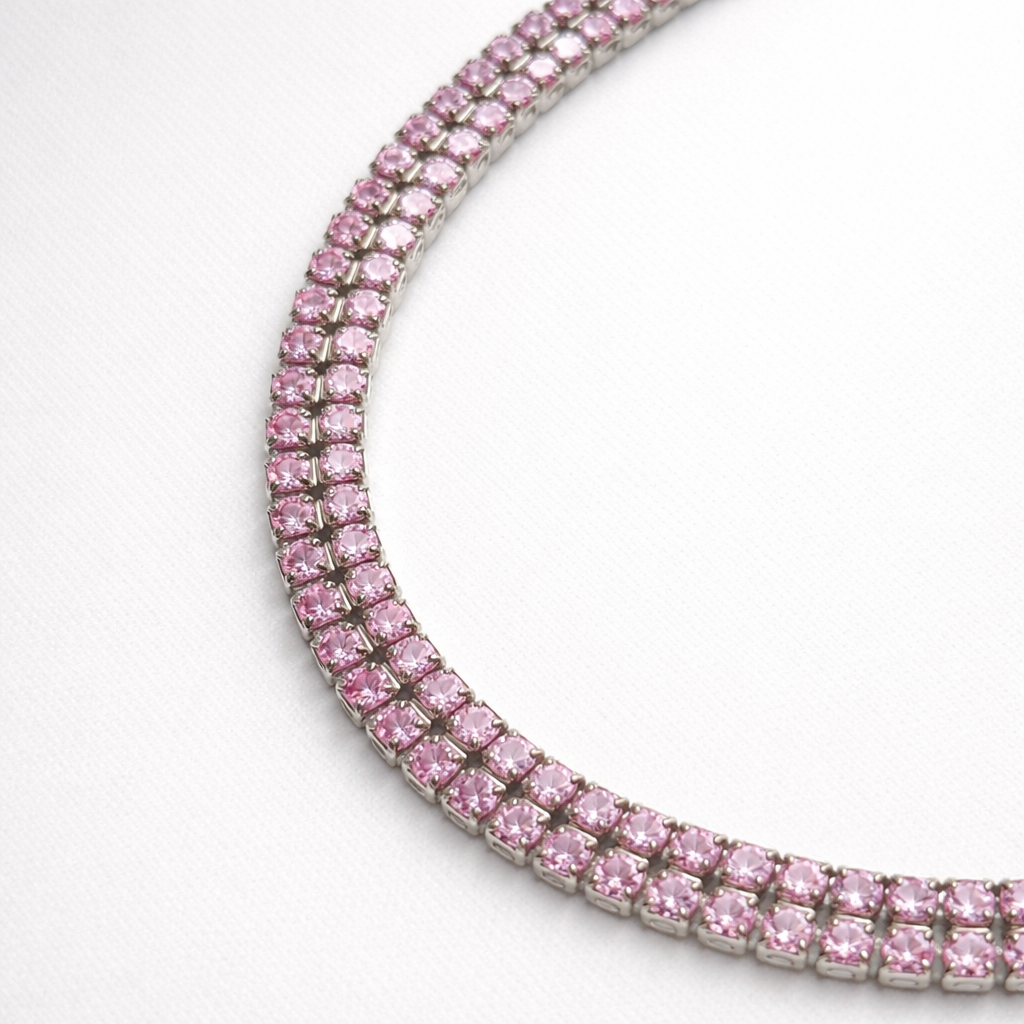 Pulsera Tennis Rosa — Plata Esterlina con Zirconia Cúbica