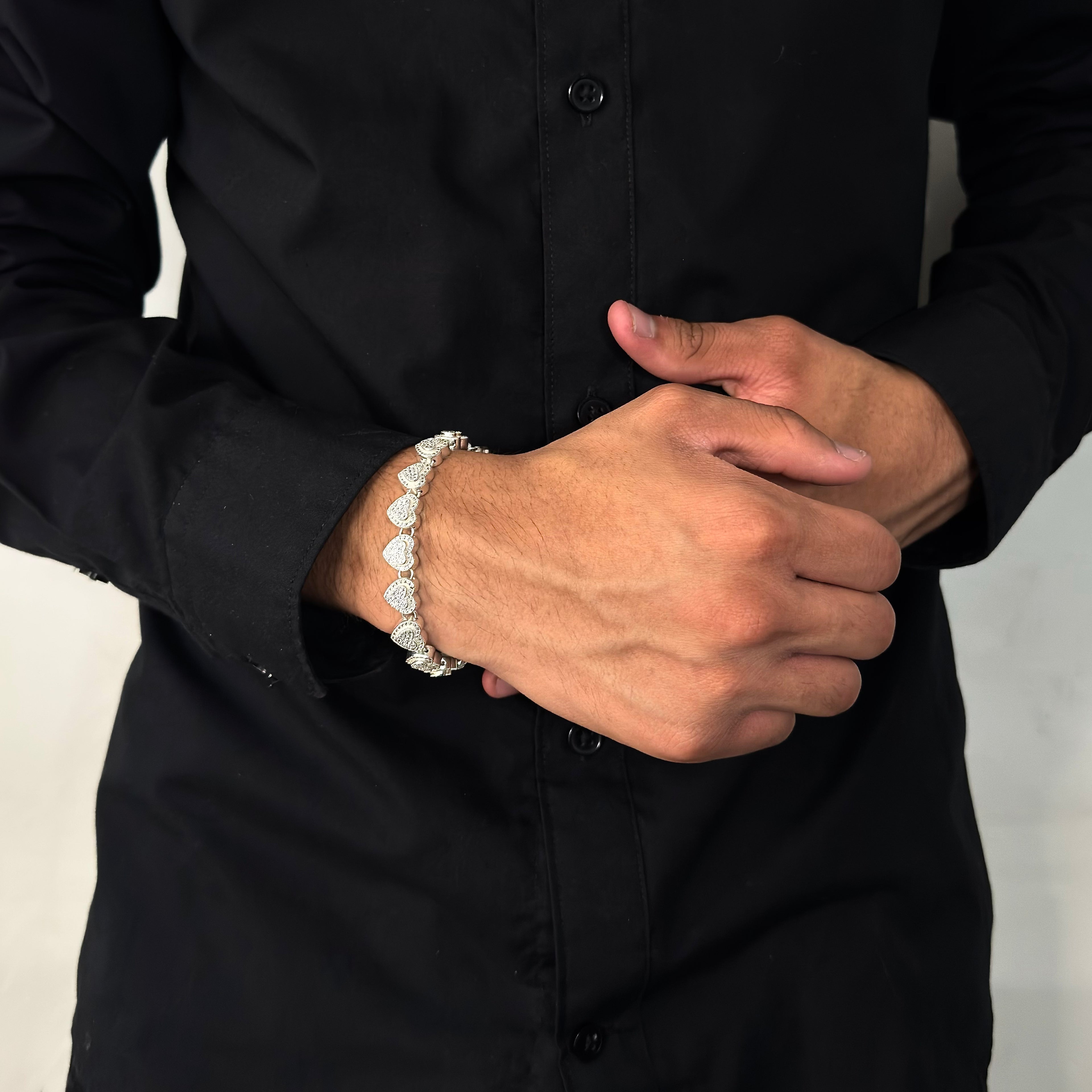 Pulsera Corazón Full Ice — Plata .925
