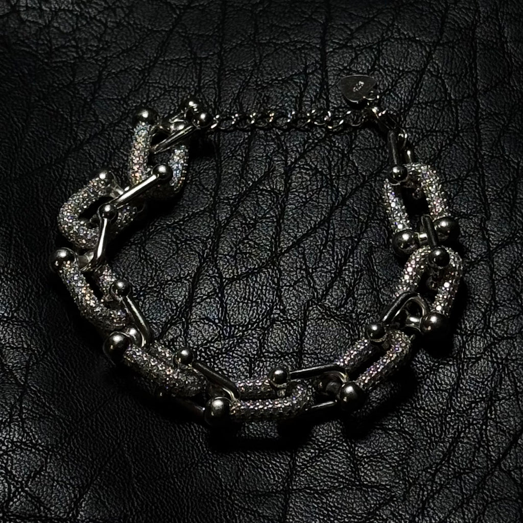 Pulsera Tiffany en U  Pavé — Plata .925