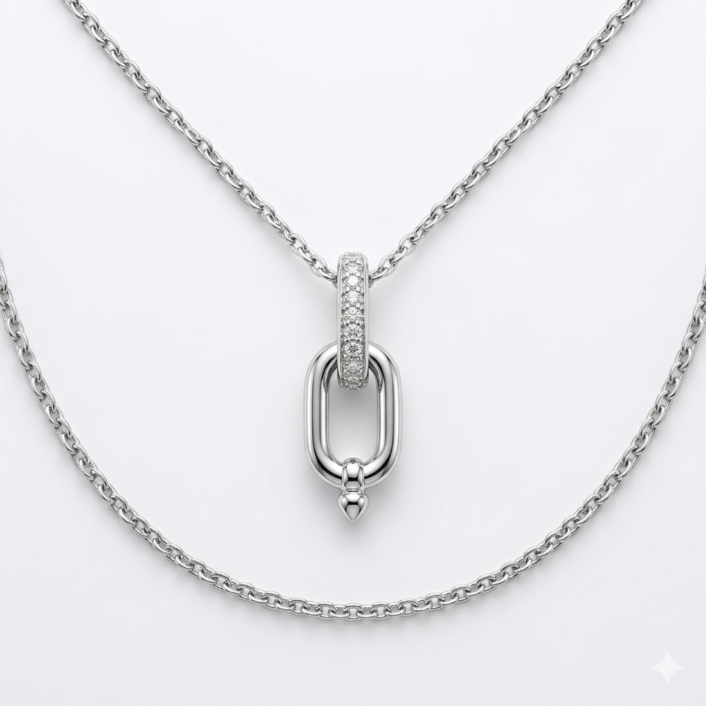 Collar HardWear Link — Plata Esterlina 925 con Pavé de Zirconia